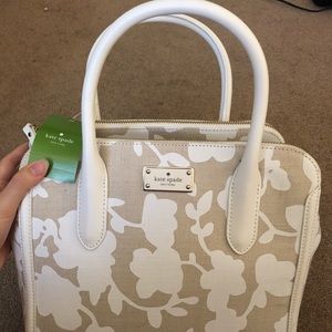 Kate spade floral white satchel bag NWT